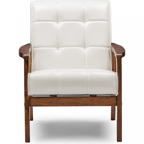 Masterpieces Club Accent Chair in Tufted White Leatherette